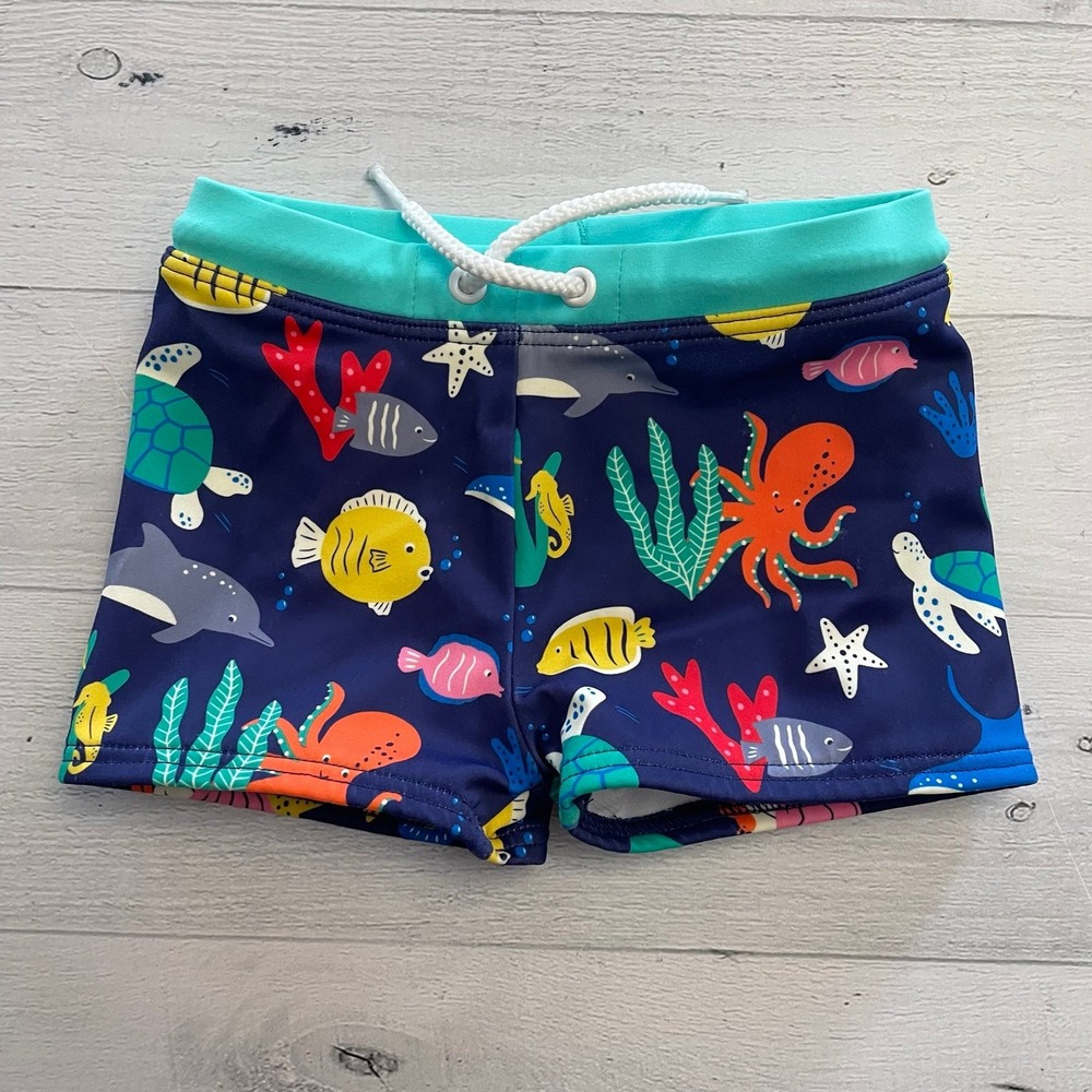 Baby boden colorful sea animals swim shorts 3-6 months